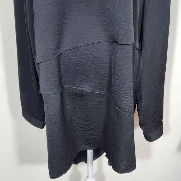 Chico's Black Label Black Layered Tunic Size XL Tunic with Asymmetrical Hem - Picture 4 of 9